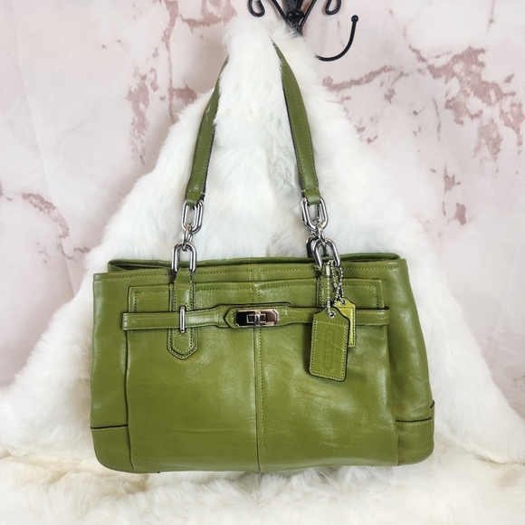 Coach Handbags - Coach "Chelsea" Green Leather Bag.
